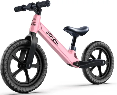 Ridego Bicicleta de equilibrio de 12 pulgadas para niños de 2 a 4 años, bicicleta ligera para niños con asiento ajustable, bicicleta de empuje con