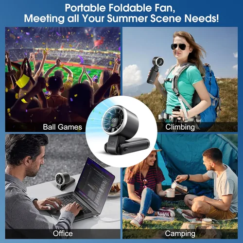 Miniatura 5 de WHATOOK Ventilador Portátil Recargable Mini Ventiladores: Ventilador de Mano con Tecnología Air Turbo, 4000mAh y 5 Velocidades Pantalla LED