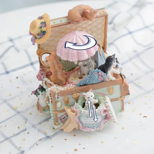 Miniatura 2 de LOVE FOR YOU Caja de música envuelta para regalo para amantes de los gatos, cofre del tesoro, decoración musical para niñas y mujeres, niños