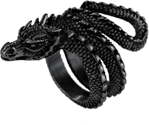 U7 - Anillo para hombre, estilo vintage, de acero inoxidable, color plateado y negro, cabeza de tigrecalaveraojo del mallobo, tamaño 7 a 14