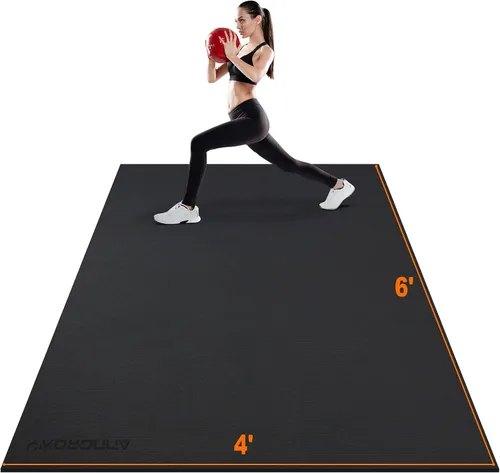 Tapete de ejercicio grande de 8 x 5 pies | 12 x 6 pies para gimnasio en casa, tapete de ejercicio resistente para suelo de gimnasio, esterilla de