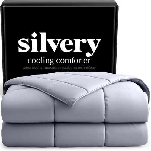 Silvery Edredón refrescante, galardonada manta de auto-enfriamiento para personas que duermen con calor con autolimpieza (Azul hielo, individual,