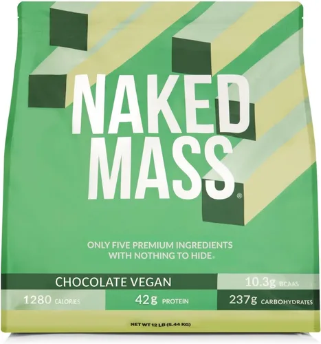 Miniatura 14 de NAKED Vegan Mass - Ganador de peso vegano de chocolate - 1,280 calorías, sin OGM, sin soja ni gluten, sin ingredientes artificiales - 8 libras a