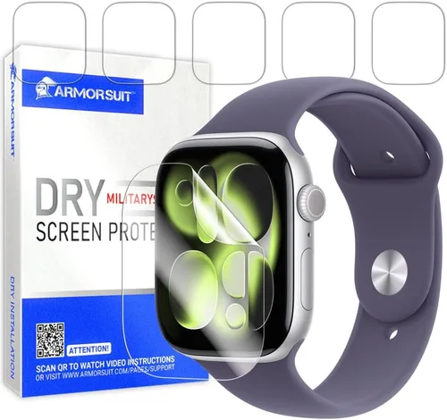Miniatura 8 de ArmorSuit Paquete de 6 protectores de pantalla para Apple Watch Series 9/8/7 (1.614 pulgadas) Dry-Shield HD Clear TPU Dry Installation Film