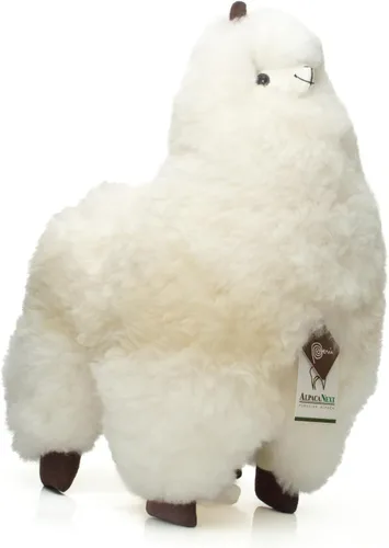 Miniatura 19 de Alpaca Animal de Peluche – 9 pulgadas. Linda Alpaca de Peluche Suave y Abrazable, Juguete de Alpaca de Peluche Hecho a Mano con Pelo Natural de Beige