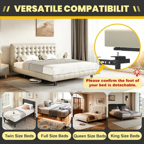 Miniatura 5 de Soportes de cabecera para marco de cama de metal, soportes ajustables universales para cabecero con kit de extensión de pie de cama que se ajusta a