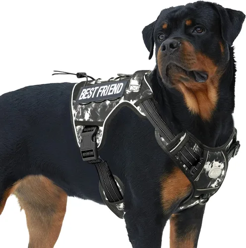 Miniatura 54 de Auroth - Arnés táctico para perros pequeños y medianos, sin tirones, arnés ajustable para mascotas, reflectante, K9, entrenamiento, trabajo, de Gris