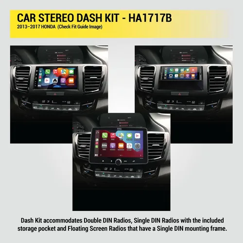 Miniatura 4 de Scosche HA1717B compatible con Honda Accord ISO doble DIN y DIN+Pocket Dash Kit negro