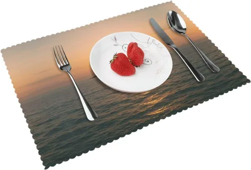 Miniatura 17 de Rectangular Placemats Set of 4, Heat Resistant Dream Printed Kitchen Dining Table Mats