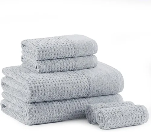 Madison Park Spa Waffle - Juego de toallas de lujo 100 % algodón, tejido de gofre de textura premium, altamente absorbente, secado rápido, ropa de