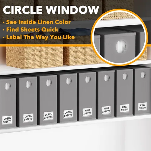 Miniatura 4 de SpaceAid Paquete de 8 Organizadores y Almacenamiento de Sábanas de Cama, Organizador de Sábanas Plegable para Armario de Ropa Blanca, Carpeta Gris