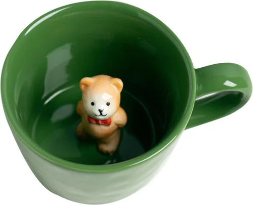 Miniatura 14 de DIHOclub Taza de cerámica de panda con animal 3D oculto, taza de figura de animal de dibujos animados hecha a mano, taza linda, regalo de Navidad