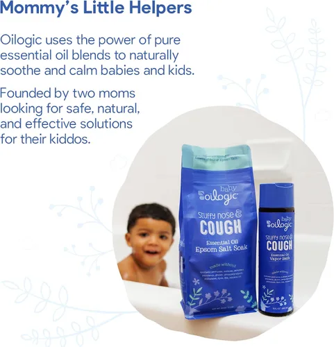 Miniatura 6 de Oilogic Paquete de energía para la nariz y la tos tapada para bebés con alivio de baño de vapor y remojo de sal de Epsom, esenciales para el baño