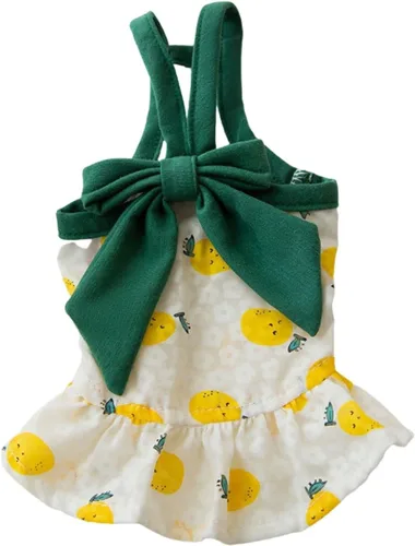 Miniatura 14 de Vestido para perro con manga abombada, amarillo limón, girasol, piña, a cuadros, ropa de verano para perros pequeños y niñas