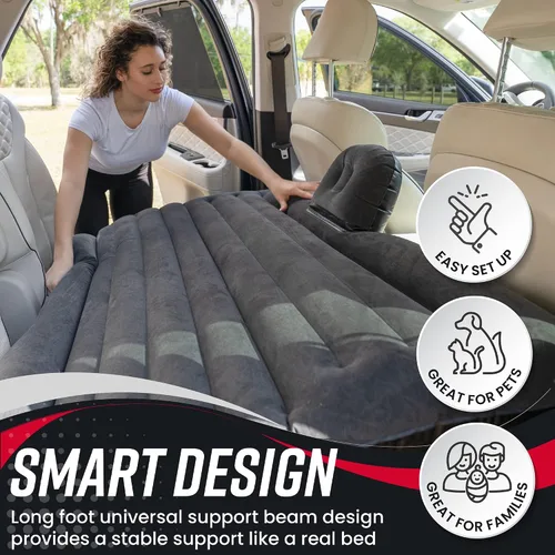 Miniatura 4 de VaygWay Colchón inflable de aire para automóvil – Cama de aire con kit de bomba – Asiento trasero – Cojín de cama inflable para vacaciones