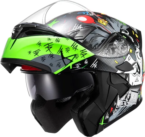 Miniatura 2 de KYPARA Casco modular de doble visera abatible de cara completa para motocicleta con certificación DOT de impresionismo