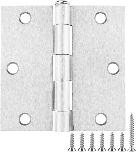 Paquete de 30 bisagras cuadradas para puerta, níquel satinado de 3.5 x 3.5 pulgadas, bisagras de puerta de níquel cepillado, bisagras de puerta