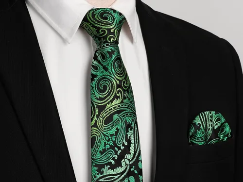 Miniatura 43 de HISDERN Corbatas para hombre, corbata de cachemira y bolsillo cuadrado tejido clásico floral para hombre, corbata de fiesta de boda