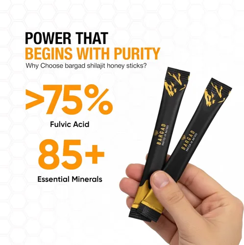 Miniatura 6 de Bargad Barras de Miel Pura de Shilajit del Himalaya con Azafrán – 30 unidades +75% de ácido fúlvico, +85 minerales traza Aumento natural