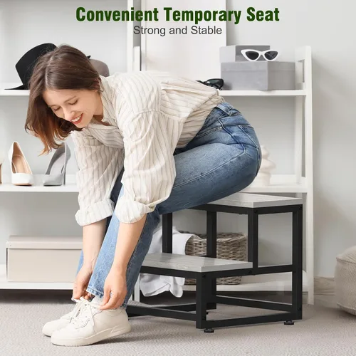 Miniatura 7 de LIANTRAL Taburete de 2 escalones para adultos y niños, taburetes de madera resistentes, taburete de mesita de noche con capacidad de carga de 500