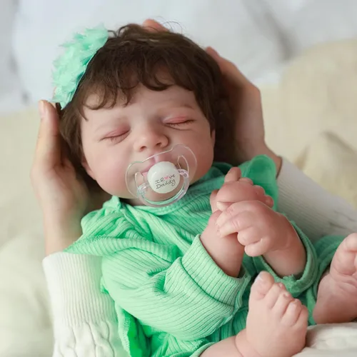 Miniatura 5 de SCOM Muñecas bebé reborn para niña de 18 pulgadas – Cuerpo completo de silicona, recién nacida durmiendo de forma realista, posable y lavable