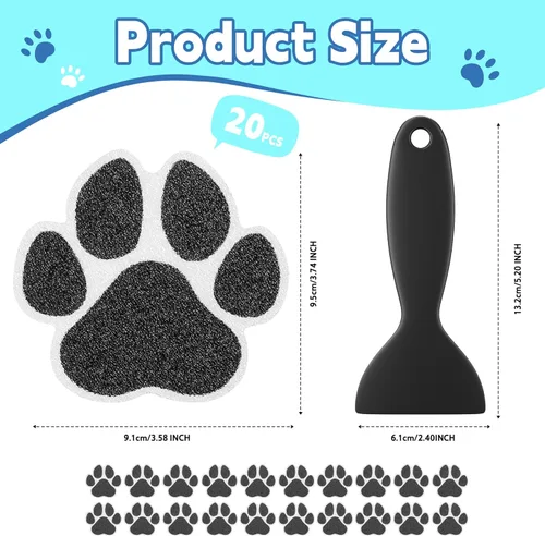 Miniatura 5 de Secopad Adhesivos antideslizantes para bañera, 20 unidades grandes de seguridad para bañeras, duchas, peldaños adhesivos con raspador premium (negro)
