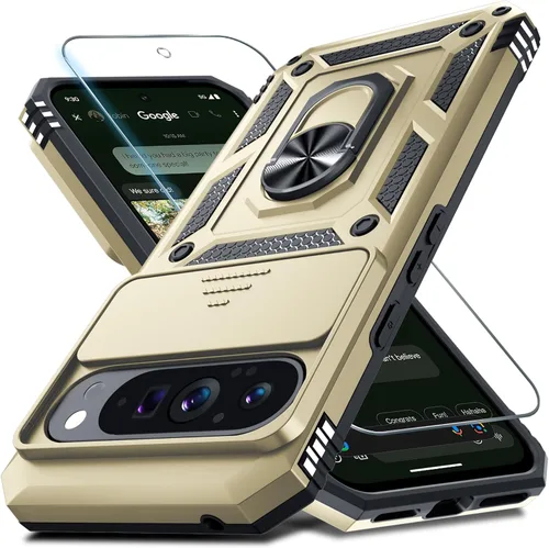 Miniatura 39 de Janmitta - Funda compatible con Google Pixel 9 Pro XL con cubierta deslizante para lente de cámara incorporada + protector de pantalla + soporte