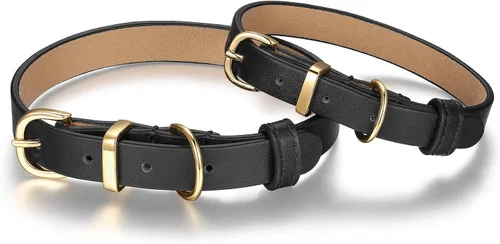 Miniatura 4 de SCAMPER & CO Collar de perro con hebilla chapada en oro amarillo de 18 quilates de bronce de 18 quilates con pirámide de microfibra, collar de perro