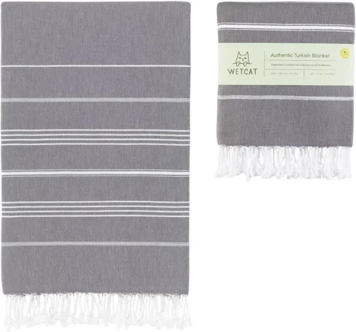 Miniatura 23 de WETCAT Toalla de playa original turca (39 x 71) – Peshtemal prelavado, 100% algodón, muy absorbente, de secado rápido y ultra suave, seguro