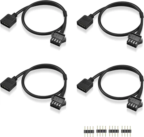 Miniatura 8 de GINTOOYUN Cable de extensión RGB, adaptador de conector ARGB macho de 3 pines a SM 3 pines, cable de extensión direccionable de 5 V para ventilador