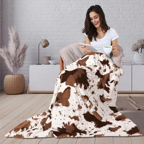 Miniatura 3 de Edenleaf Manta con estampado de vaca, manta de vaca ultra acogedora para sofá, cama y viajes, manta decorativa con estampado de vaca para todas
