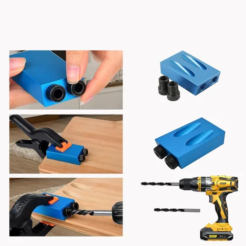 Miniatura 4 de Kit de plantilla de agujero de bolsillo de 14 piezas - Guías de carpintería, herramienta de ángulo de junta, localizador de carpintería - 15°