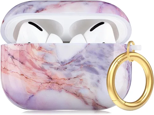 Miniatura 14 de Funda para Airpods Pro - YOMPLOW Funda protectora rígida de piel portátil y a prueba de golpes para mujeres y niñas con llavero para Apple Airpods