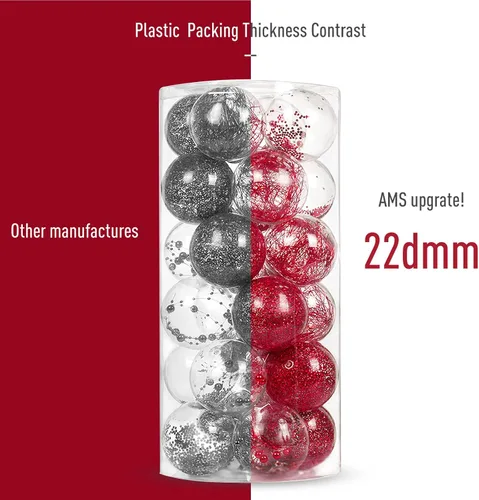 Miniatura 7 de AMS Adornos de bola de Navidad transparentes de 24 quilates, 2.36 pulgadas/2.362 in, juego de bolas de Navidad colgantes inastillables para árbol