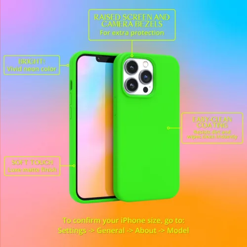 Miniatura 3 de FELONY CASE Funda de silicona verde neón para iPhone 12 Pro Max Silicona líquida con forro de microfibra antiarañazos, funda protectora a prueba