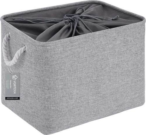Miniatura 128 de Cestas de almacenamiento para estantes de 11.8 x 7.9 x 5.2 pulgadas, contenedores de almacenamiento plegables de tela con asas, organizador