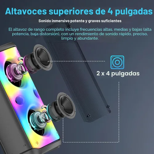 Miniatura 2 de Altavoz Bluetooth, altavoces para exteriores de 80W de potencia máxima, Bluetooth inalámbrico, TWS altavoces portátiles para fiestas con subwoofer