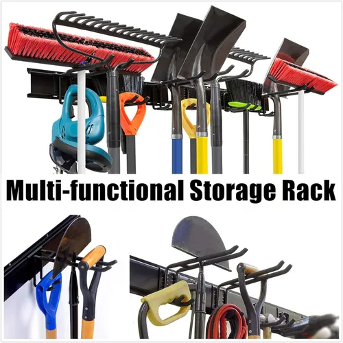 Miniatura 9 de WALMANN Sistema de organización de almacenamiento de garaje, estante de pared de esquí de hasta 10 pares de soportes para esquís, cobertizo de casa
