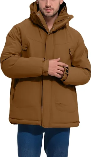 Miniatura 3 de Chaqueta impermeable de esquí para hombre con forro polar cálido para invierno con capucha costuras totalmente selladas