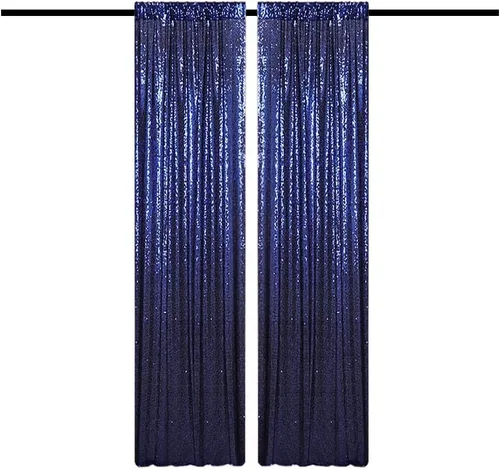 Miniatura 43 de Cortinas de fondo de lentejuelas negras con purpurina de 2 x 8 pies, 4 paneles para decoración de bodas, fiestas de cumpleaños, despedidas de Negro