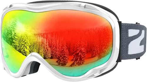 Miniatura 32 de ZIONOR Lagopus Gafas de protección UV para esquí y snowboard, antiniebla, para hombres, mujeres, jóvenes A0-vlt 10.5% Marco Blanco Lente Plata