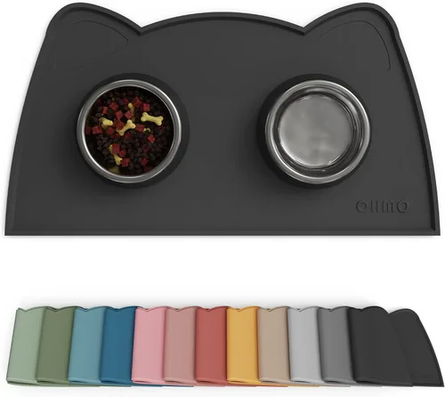 Miniatura 10 de OHMO - Tapete de silicona para comida para gatos, tapete de alimentación de mascotas para el piso, antideslizante e impermeable, bandeja para agua