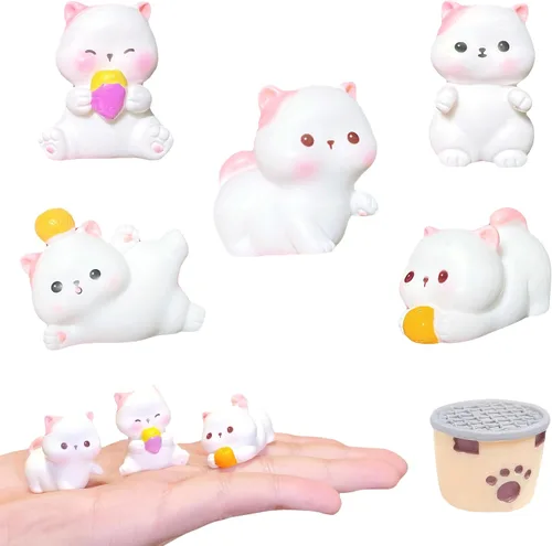 6 piezas de figuritas de gato en miniatura, gatos en miniatura de resina, figuritas de gatos en miniatura, animales lindos, figuritas de gato para