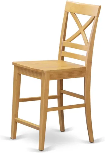 Miniatura 5 de East West Furniture QUS-OAK-W Quincy - Taburete de bar de altura para mostrador, sillas de madera de altura de pub, juego de 2, roble Qus-roble-w