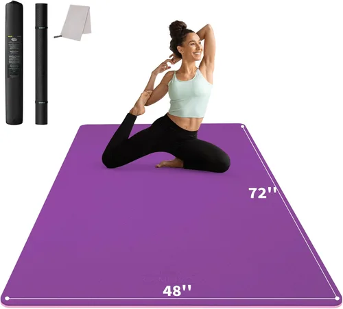 Miniatura 13 de CAMBIVO Esterilla de Yoga Grande (6' x 4'), Alfombrilla de Entrenamiento Extra Ancha para Hombres y Mujeres, Esterilla de Yoga Gruesa de 1/3 y 1/4
