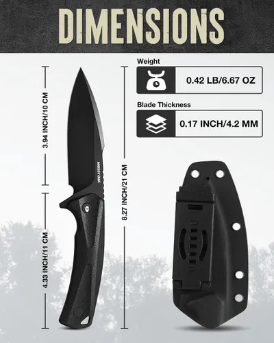 Miniatura 2 de Cuchillo Mossy Oak de hoja fija de 8 pulgadas con funda Kydex, cuchillo de acero D2 de hoja completa para exteriores, camping, cuchillo