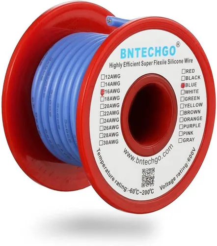 Miniatura 51 de BNTECHGO Carrete de alambre de silicona de calibre 16, rojo de 25 pies y negro, 25 pies, 2 cables separados, alambre de cobre estañado flexible