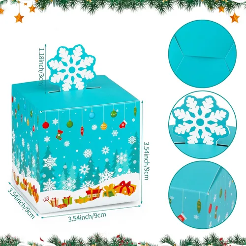 Miniatura 7 de 24 cajas de regalo de Navidad, caja de dulces de Navidad 3D para niños, galletas de Navidad, adornos de papel, cajas de Papá Noel para escuela