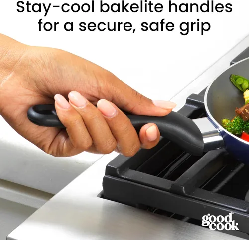 Miniatura 6 de GoodCook Basics - Sartén de cerámica antiadherente de aluminio para calefacción uniforme, no tóxico, PTFE y PFOA, 8 pulgadas, azul