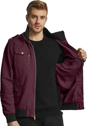 Miniatura 3 de Wantdo Chamarra rompevientos para hombre con cuello de algodón para hombre.